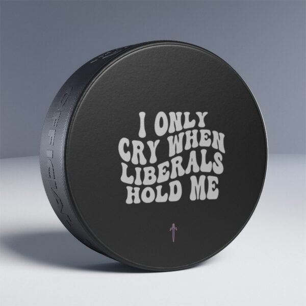 Trump 8 - I Only Cry White Text Hockey Puck