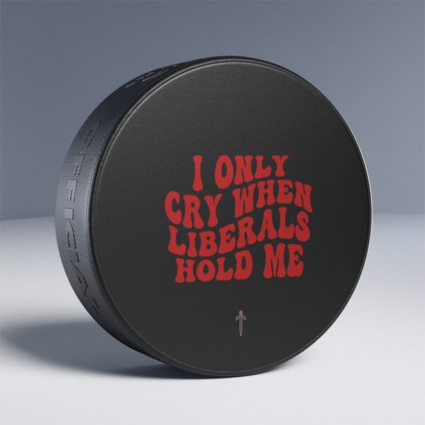 Trump 8 - I Only Cry Red Text Hockey Puck