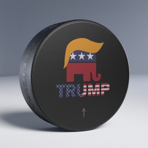 Trump 8 - Gold Hair Trump Hockey Puck